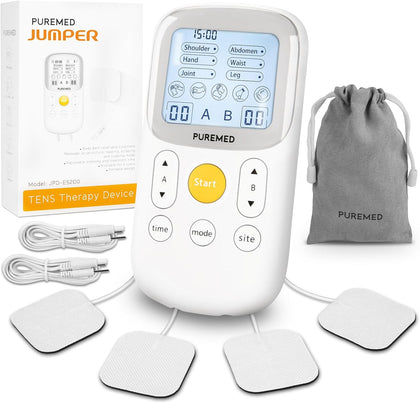 JUMPER Dual Channel Tens Machine Therapy Device for Pain Management with 5 Massage Programs, 6 Pain Modes for 2 Users, Automatic Alarm and Shutdown, TENS Machine for Pain Relief