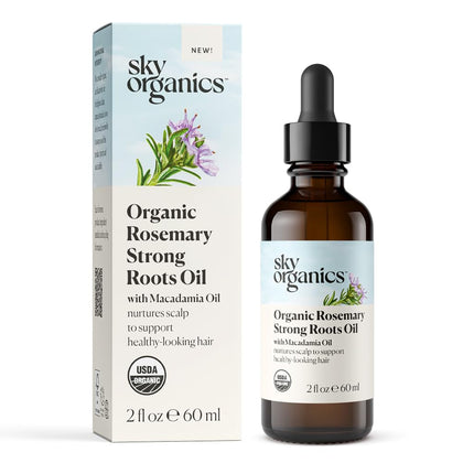 Sky Organics NEW Strong Roots Oil | Organic, Lightweight, Non Greasy, Hair Treatment Oil with Organic Rosemary, Macadamia and Jojoba Oils, 2 fl oz
