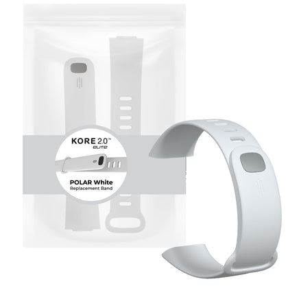 Kore 2.0 Elite Fitness Tracker Bands - Easy Attach Replacement Band for Smart Watch Step Counter | Soft Silicone, Adjustable Pedometer Strap | Two Pieces (114mm / 203mm) (White)