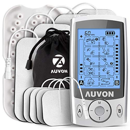 AUVON Dual Channel TENS Unit Muscle Stimulator Machine with 20 Modes, 2