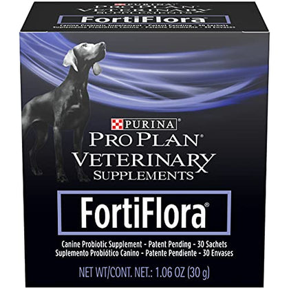 Purina Fortiflora Probiotics for Dogs, Pro Plan Veterinary Supplements Powder Probiotic Dog Supplement ,30 Count (Pack of 1) (Expiry -12/31/2024)