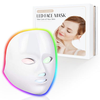 FXXXCUWUU Red Light Therapy for Face, Led Face Mask Light Therapy, 7-1 Colors LED Facial Skin Care Mask