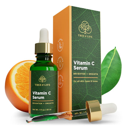 Tree of Life Vitamin C Serum for Face - 1 Fl Oz Skin Care Serums - Moisturizing Vitamin E for Brightening & Smoothing Dry/Sensitive Skin, Anti-Aging, Wrinkles & Dark Spot - Dermatologist-Tested