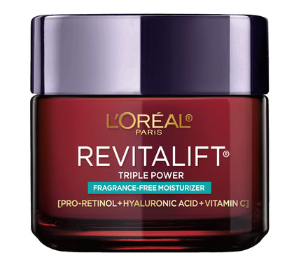 L'Oréal Paris Revitalift Triple Power Anti-Aging Face Moisturizer, Fragrance Free, Pro Retinol, Hyaluronic Acid & Vitamin C to Reduce Wrinkles, Firm & Brighten Skin