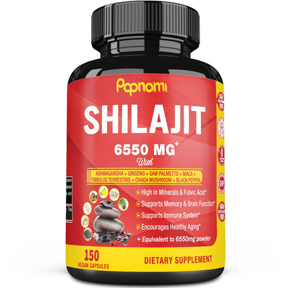 Papnami Shilajit Extract Capsules Equivalent to 6550mg, 5 Months Supply, 150 Capsules