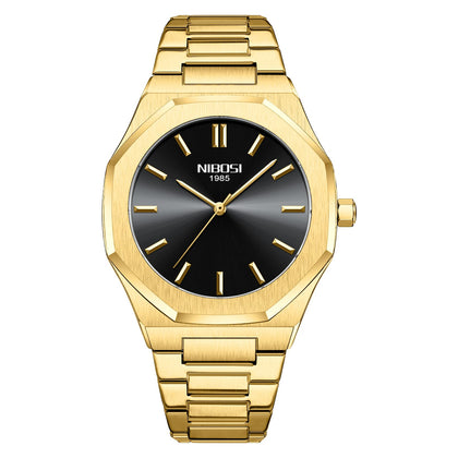 Men's Analog Quartz Waterproof Watches Stainless Steel Gold Watches Luxury Brand Fashion Dress Business Wristwatch (Gold Black)