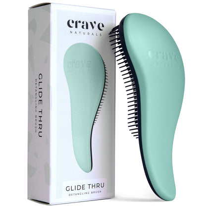 Crave Naturals Glide Thru Detangling Brush for Adults & Kids - Hair Detangler Brush for Natural, Curly, Straight, Wet or Dry Hair - Hairbrush for Men & Women, Stocking Stuffers for Kids, Turquoise