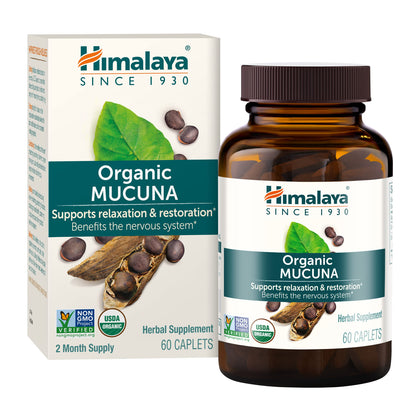 Himalaya Organic Mucuna Pruriens / Kapikachhu, Equivalent to 3,706 of Mucuna Pruriens Powder for Calm & Relaxation 60 Count (Pack of 1) Caplets (Expiry -8/31/2024)