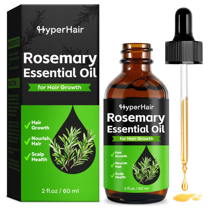 HyperHair Rosemary Oil for Hair Growth (2Fl.Oz), Multipurpose Rosemary Essential Oil, Rosemary Hair Oil for Thicker Stronger Hair, Organic Rosemary Oil for Split Ends and Dry Scalp of All Hair Types