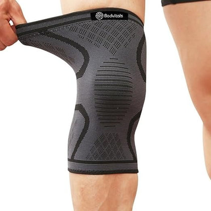 BODVITALS Knee Brace - Knee Compression Sleeve - Sports Care Knee - For Men And Women, Running, Indoor & Outdoor Sports, Gym, Cycling, Football, Basketball And Weightlifting (1 pc pack)