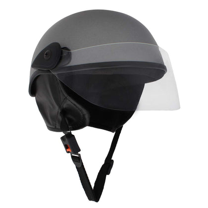 Western Era Multipurpose Half Helmet | Clear Visor | Comfort & Safety | Enhanced Design | (Medium, Silver Glossy) (Non-Motorized)