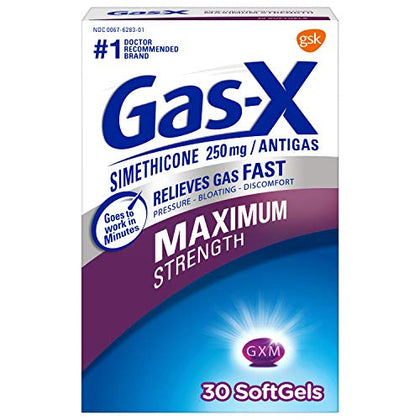 Gas-X Maximum Strength Gas Relief Soft gels with Simethicone 250 mg - 30 Count (Used - Like New)