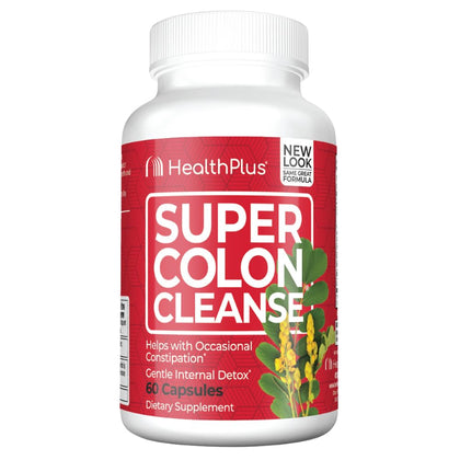 Health Plus Super Colon Cleanse 10 Day Gentle Gut Cleanse Detox, Psyllium Husk, Probiotics for Constipation Relief & Digestive Support, 60 Capsules (Expiry -8/31/2026)