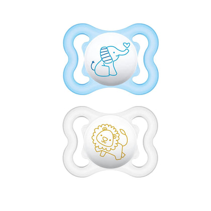 MAM Mini Air Pacifiers, Sensitive Skin Pacifier 0-6 Months for Breastfed Babies, Baby Boy Pacifiers, 0-6 (Pack of 2)