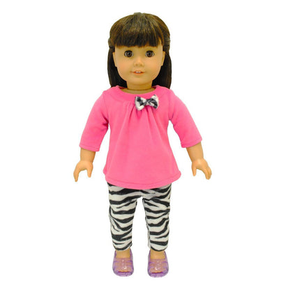 Doll Clothes - 2 Piece Clothing Shirt and Zebra Print Leggings Fits American Girl Dolls and Other 18 Dolls