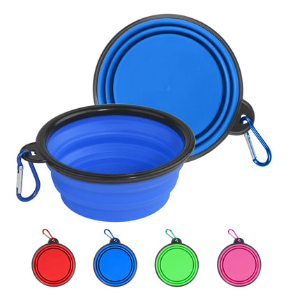 Collapsible Pet Bowl- Large Size (1000ml) |Portable Water Bowl|Foldable Silicone Bowl | Lightweight and Travel Friendly for Hiking, Walking & Camping (Blue)