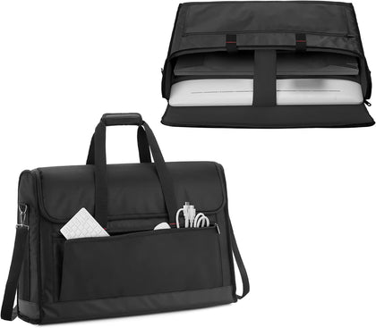 Trunab Dual Monitor Carrying Case Up to 24in for iMac, LCD Screen, TVs, and All-in-One, with Accessories Pocket, Shoulder Strap, PU Bottom, Black (Used - Like New)