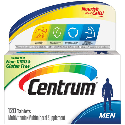 Centrum Multivitamin for Men, Multivitamin/Multimineral Supplement with Vitamin D3, B Vitamins and Antioxidants, Gluten Free, Non-GMO Ingredients - 120 Count