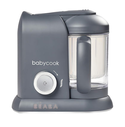BEABA Babycook Solo 4 in 1 Baby Food Maker, Baby Food Processor, Steam Cook and Blender, Large Capacity 4.5 Cups, Cook healthy baby food at Home, Dishwasher Safe, Charcoal (120v)