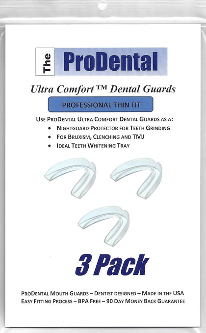 ProDental Thin and Trim Mouth Guard for Grinding Teeth - 3 Pack, Made in USA | Night Guard for Bruxism - Teeth Clenching | Use as Customizable Teeth Whitening Dental Guard