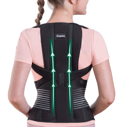 Omples Posture Corrector for Women and Men Thoracic Back Brace Straightener Shoulder Upright Support Trainer for Body Correction and Neck Pain Relief, Small (waist 26-34 inch)