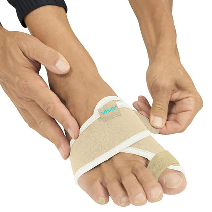 Vive Bunion Brace (Pair) - Big Toe Corrector Straightener with Splint - Hallux Valgus Pad, Joint Pain Relief, Alignment Treatment - Orthopedic Sleeve Foot Wrap Support for Men and Women (Beige)