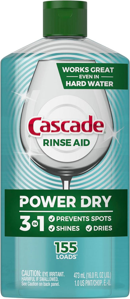 Cascade Power Dry Dishwasher Rinse Aid, 16 fl oz.