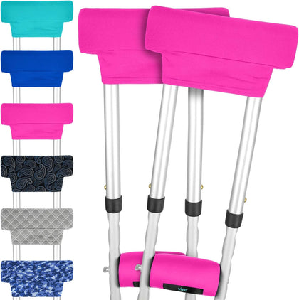 Vive Crutch Pads & Hand Grips - Padding for Walking Arm Crutches - Universal Underarm Padded Forearm Handle Pillow Covers for Hand Grips - Soft Foam Armpit Accessories for Adults, Kids
