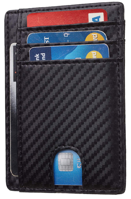Toughergun RFID Blocking Minimalist Genuine Leather Slim Front Pocket Wallet U (Weaved Black)