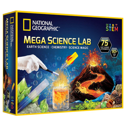 NATIONAL GEOGRAPHIC Mega Science Lab Science Kit for Kids with 75 Easy Experiments, Featuring Earth Science, Science Magic, and Science Magic Chemistry Set STEM Projects for Boys and Girls (Amazon Exclusive)