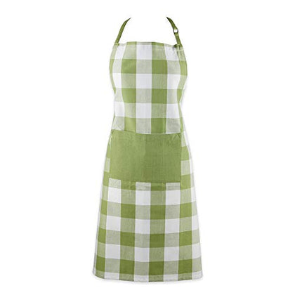DII Unisex Buffalo Check Kitchen Collection, Classic Farmhouse Chef Apron, One Size, Antique Green