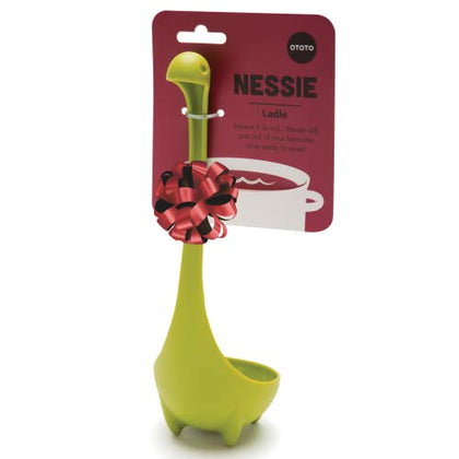 OTOTO Nessie Ladle Spoon - Green Cooking Ladle for Serving Soup, Stew, Gravy & Chili - High Heat Resistant Loch Ness Stand Up Soup Ladle