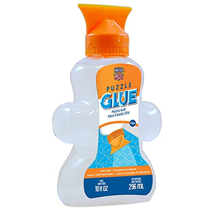MasterPieces Accessories - Jigsaw Puzzle Piece Shaped Glue Bottle with Swivel Spreader Cap, 10-Ounce, Assorted