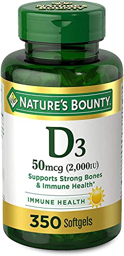Natures Bounty Vitamin D, Immune Support, Vitamin Supplement, 2000 IU, 50 mcg, Softgels, 350 Ct