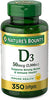 Natures Bounty Vitamin D, Immune Support, Vitamin Supplement, 2000 IU, 50 mcg, Softgels, 350 Ct