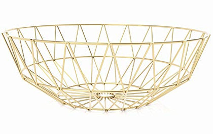 IWALYA Gold Fruit Basket for Kitchen - Large Decorative Bowl for Gold Decor Accents - Gold Kitchen Accessories for Modern Kitchen Decor - Gold Baskets for Decor