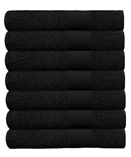 COTTON CRAFT Simplicity Bath Towels Set -7 Pack- 27x52-100% Cotton Bath Towel - Lightweight Absorbent Soft Easy Care Quick Dry Everyday Luxury Hotel Spa Gym Shower Beach Pool Camp Travel Dorm - Black