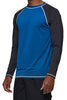 Men's Long Sleeve Swim Shirts Rashguard UPF 50+ UV Sun Protection Shirt Athletic Workout Running Hiking T-Shirt Swimwear Peacock Blue+Charcoal Gray S
