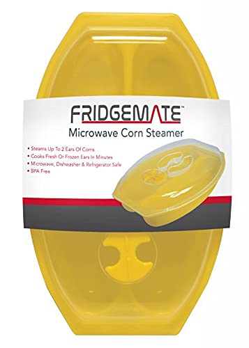 Microwave Corn Cooker/Corn Steamer with Vented Lid - Yellow - Easy & Fast Way To Steam Corn In The Microwave - 2 Pieces At A Time. BPA Free!