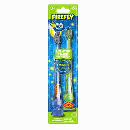 FIREFLY Light-up Timer Toothbrush with Suction Cup, 2 Count