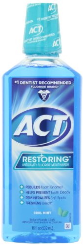 ACT Restoring Anticavity Fluoride Mouthwash Cool Mint 18 oz (Pack of 4)