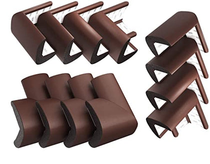 Soft Corner Guards by Skyla Homes - Squishy Protectors from Sharp Furniture Edges - Multipurpose High Resistant 3M Adhesive - Baby Proofing Protector Guard for Table Edge Child Safety (4 Count, Brown)