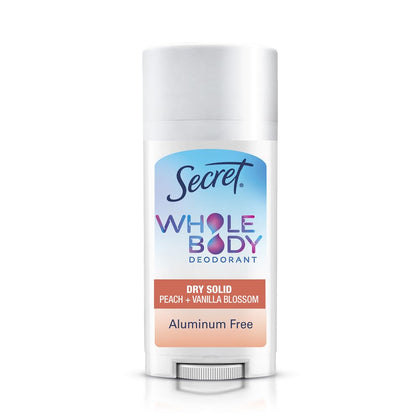 Secret Whole Body Deodorant Stick for Women, Peach & Vanilla Scent, Aluminum Free Deodorant Stick, 72 HR Odor Protection, 2.4 oz