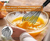 Silicone Whisk set, Non Scatch Coated Whisks for Cooking and Baking, Heavy Duty Set of 4 Kitchen Whisk - 11'' Flat Wisk and 8.5''+10''+12'' Balloon Whisk