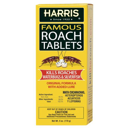 Harris Roach Tablets, Boric Acid Roach and Insects Killer with Lure, Alternative to Bait Traps (6oz, 145 Tablets)