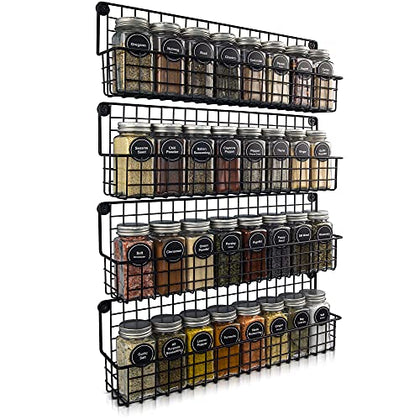 ZICOTO Farmhouse Style Hanging Spice Racks for Wall Mount - Easy to Install Set of 4 Space Saving Racks - The Ideal Seasoning Organizer for Your Kitchen