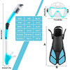 ZEEPORTE Mask Fin Snorkel Set, Travel Size Snorkeling Gear for Adults with Panoramic View Anti-Fog Mask, Trek Fins, Dry Top Snorkel and Gear Bag for Swimming Training, Snorkeling Kit Diving Packages (Color- Blue)
