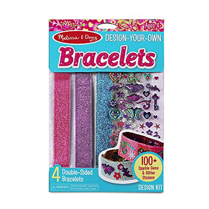 Melissa & Doug Design-Your-Own Bracelets With 100+ Sparkle Gem and Glitter Stickers - Kids Snap Bracelets, Jewelry Crafts For Kids Ages 4+