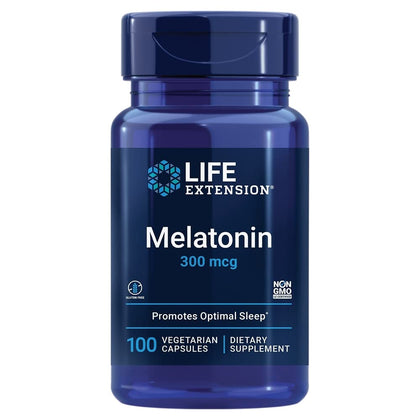 Life Extension Melatonin 300 mcg Sleep Supplement For Restful Sleep, Immune Function, Hormone Balance, and Anti-Aging. Gluten-Free Non-GMO 100 Vegetarian Capsules