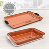 Baking Sheet 4 Piece Set Nonstick Copper Carbon Steel Oven Bakeware Kitchen Set with Silicone Grips, Includes 2x 9x13